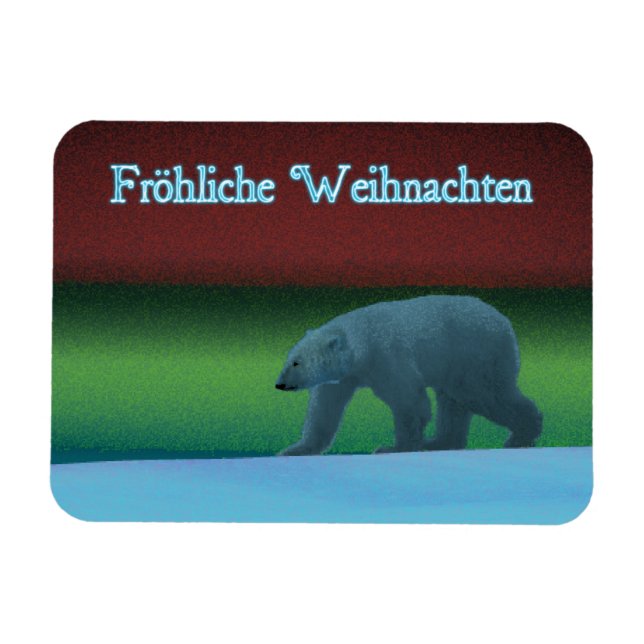 Frohliche Weihnachten - Polar Ljus Polar Bear Magnet (Horisontell)