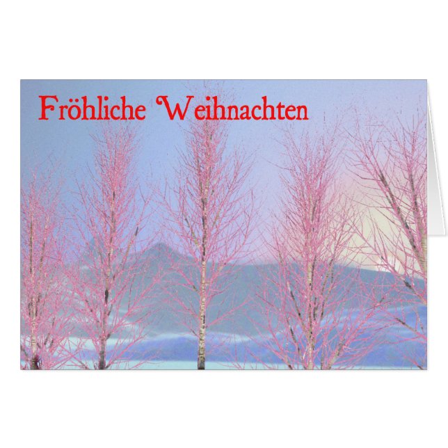 Frohliche Weihnachten - Raspberry Creme Birch Hälsningskort (Framsidan Horizontal)
