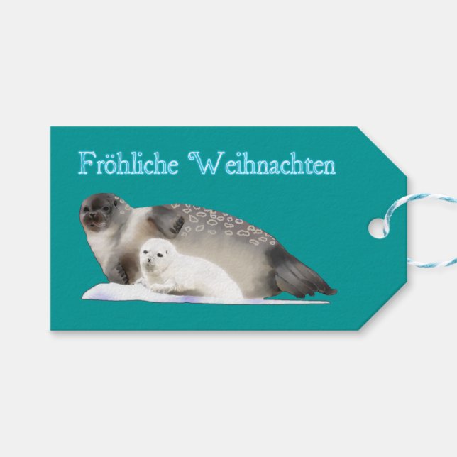 Frohliche Weihnachten - Ringförsegling Presentetikett (Framsidan (Horisontell))