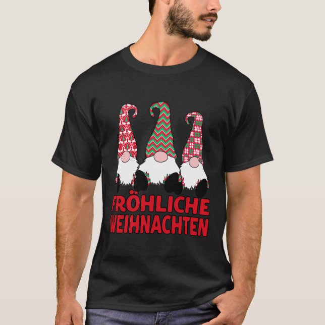 Fröhliche Weihnachten Tysk jul Nordic Gnom T Shirt (Framsida)
