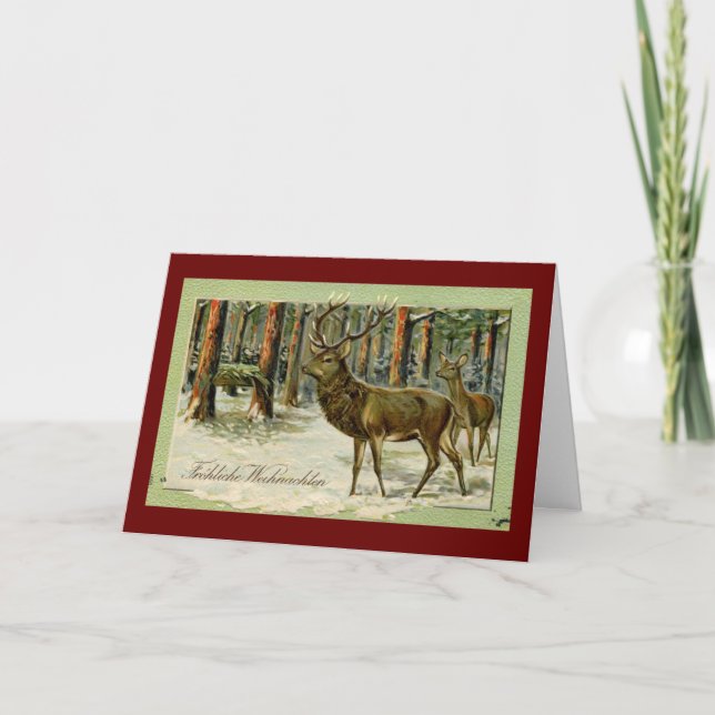 Fröhliche Weihnachten tysk julvintage Helgkort (Framsida)