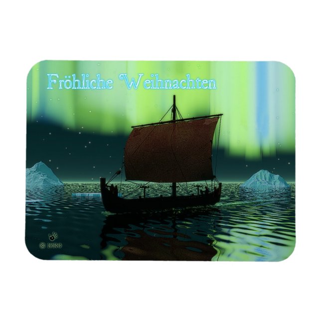 Frohliche Weihnachten - Viking Frakt Magnet (Horisontell)