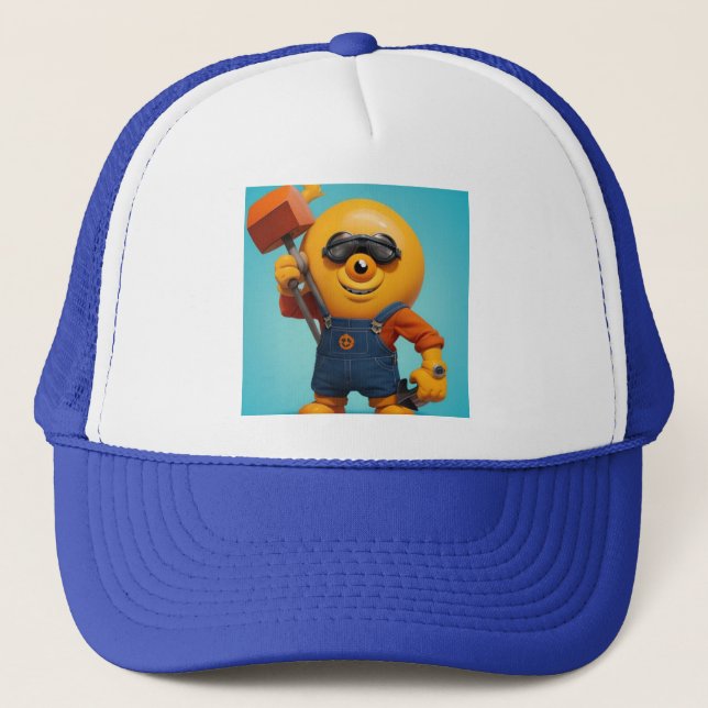 Fröhlicher Baumeister – Gelber Held mit Hammer   Keps (Framsida)