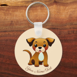 Fröhlicher, brauner Hund, sitzend -  Nyckelring