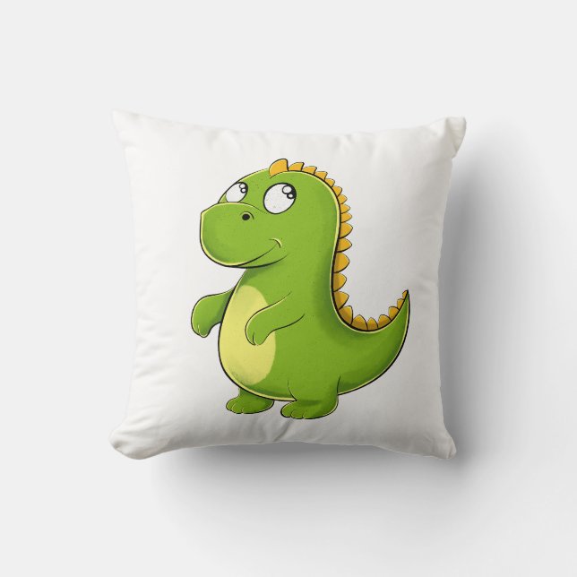 Fröhlicher Grüner Dino Kudde (Framsida)