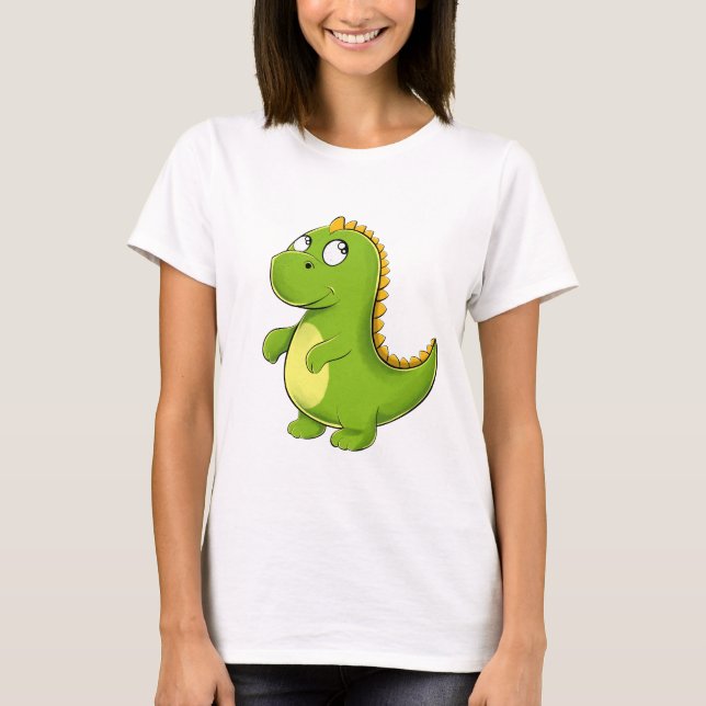 Fröhlicher Grüner Dino T Shirt (Framsida)