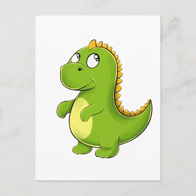 Fröhlicher Grüner Dino Vykort (Framsida)