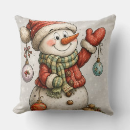 Fröhlicher Schneemann mit Weihnachtskugeln Kudde