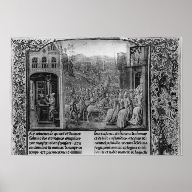 Froissart skriver sin krönika poster (Framsidan)