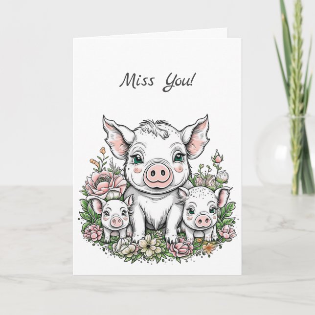 Fröken dig! Cute Gris och Piglets Vänskap Kort (Framsida)