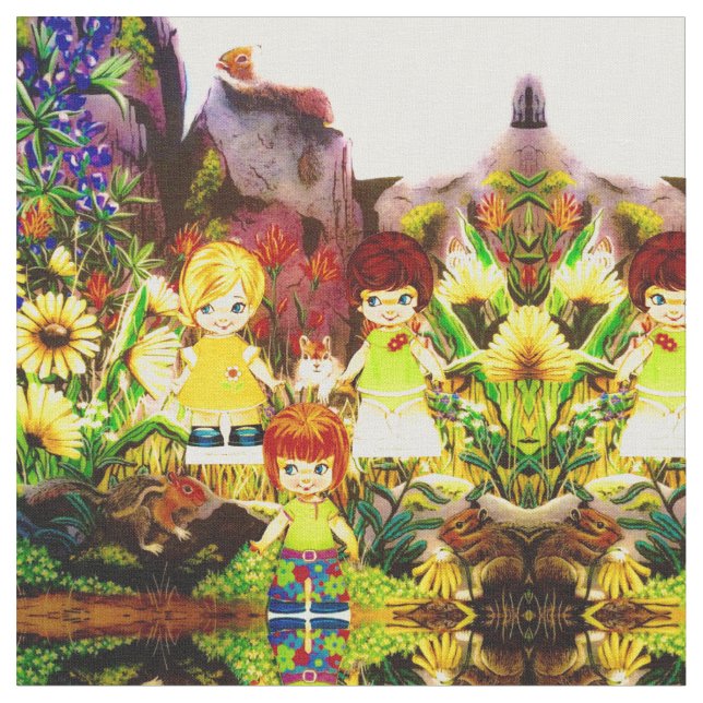 "Fröken Elizabeths" Retro Vänner Tyg! Tyg (Närbild)