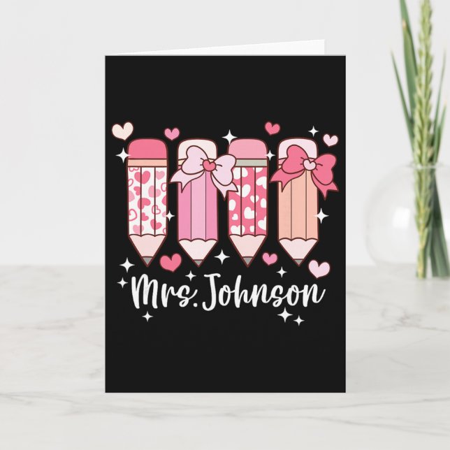Fröken Johnson Lärare Valentinespenna  Kort (Framsida)