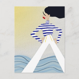 Fröken Kapten Sjöman Mode Illustrationskonst Vykort
