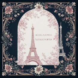 Fröken till fru Bridal Shower Paris Shabby Chic Bå Inbjudningar