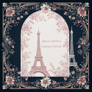 Fröken till fru Bridal Shower Paris Shabby Chic Bå Inbjudningar
