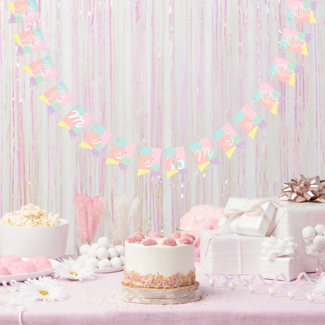Fröken till fru. Retro Glass Bröllopsdusch Vimplar (Miss to Mrs. Retro Ice Cream Bridal Shower Bunting Flags)