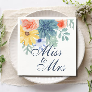 Fröken Till Mrs Blommig Sukkulent Macaron Bröllops Pappersservett