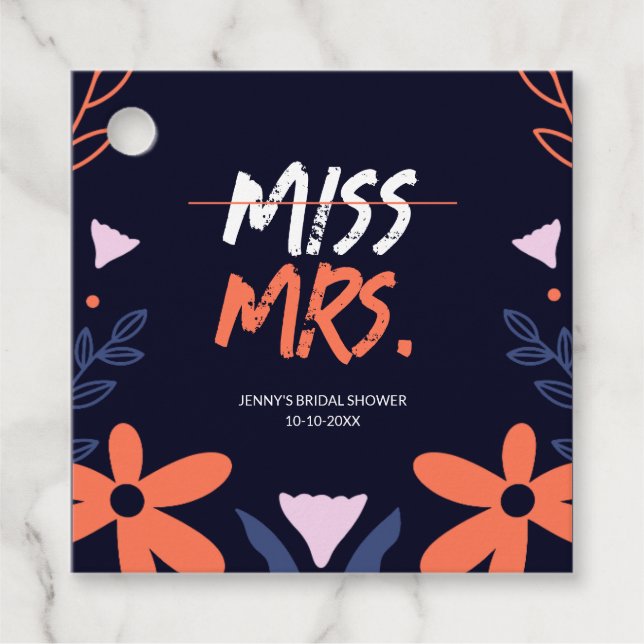 Fröken till Mrs. Bröllopsfest Gåvor Etiketter (Framsida)