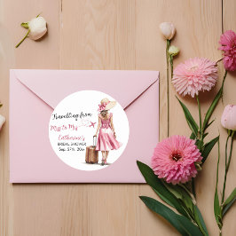 Fröken Till Mrs Resa Rosa Båg Klänning Bröllopsdus Runt Klistermärke