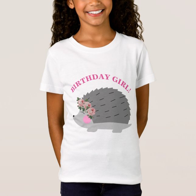 Frökrans Hedgehog Birthday Girl T-Shirt (Framsida)