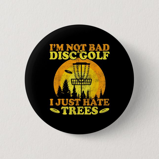 Frolf-spelare Jag hatar bara träd Frisbee Disc Gol Knapp (Framsida)