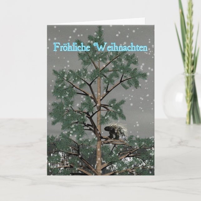 Froliche Weihnachten - Porcupin A Gräs Träd Helgkort (Framsida)