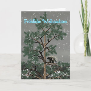 Froliche Weihnachten - Porcupin A Gräs Träd Helgkort