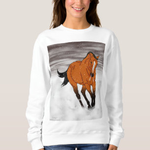 Frolicking hjortläderhäst i snö t shirt