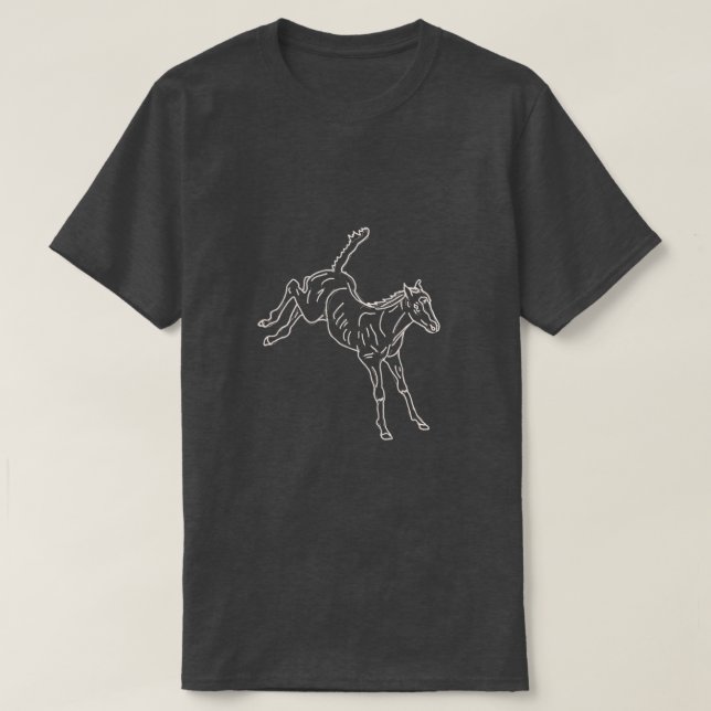 Frolicking Horse Foal - transparent linje. T Shirt (Design framsida)