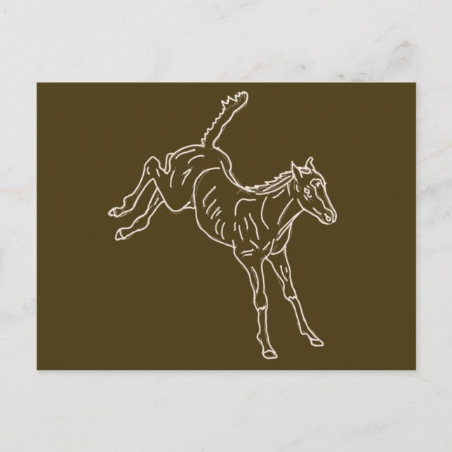 Frolicking Horse Foal - transparent linje. Vykort (Framsida)