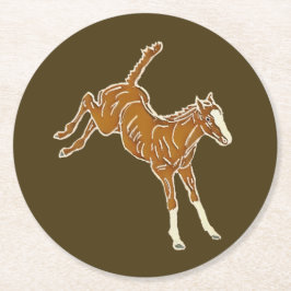 Frolicking Horse Foal - transparent multi-färg. Underlägg Papper Rund