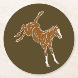 Frolicking Horse Foal - transparent uni-färg. Underlägg Papper Rund