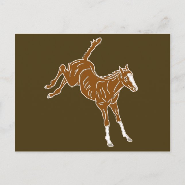 Frolicking Horse Foal - transparent uni-färg. Vykort (Framsida)