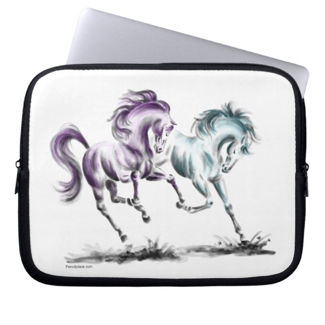 Frolicking Tävla Vild Horses Laptop Sleeve (Framsidan)