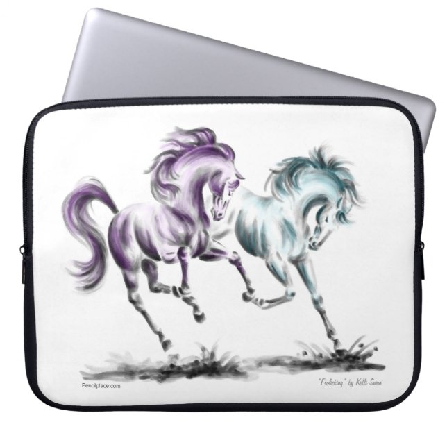 Frolicking Tävla Vild Horses Laptop Sleeve (Framsidan)