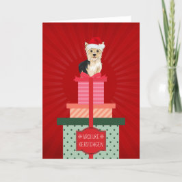 Frolijke Kerstdaagen Yorkie Hond Cadeautjes Kerst Helgkort