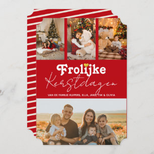 Frolijke Kerstdagen Rood 4 Fotos Kerskaart Julkort