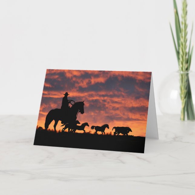 From Across the Miles Cowboy Birthday Card Kort (Framsida)