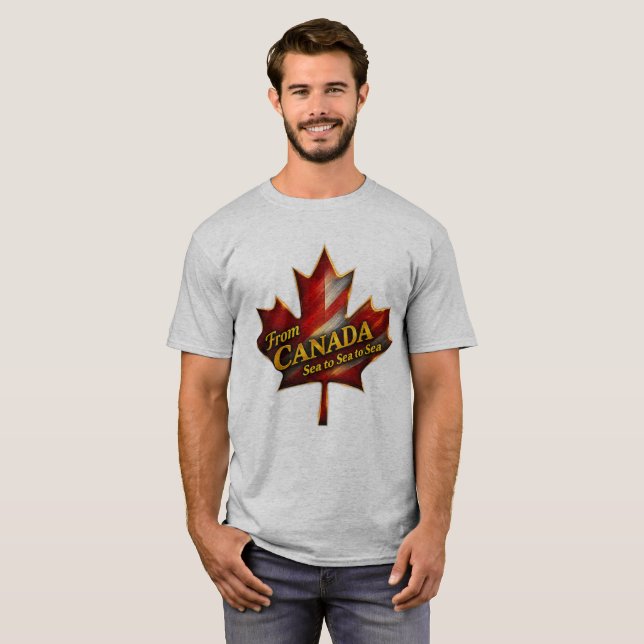 From Canada – Sea to Sea to Sea Maple Leaf T-Shirt (Hel framsida)