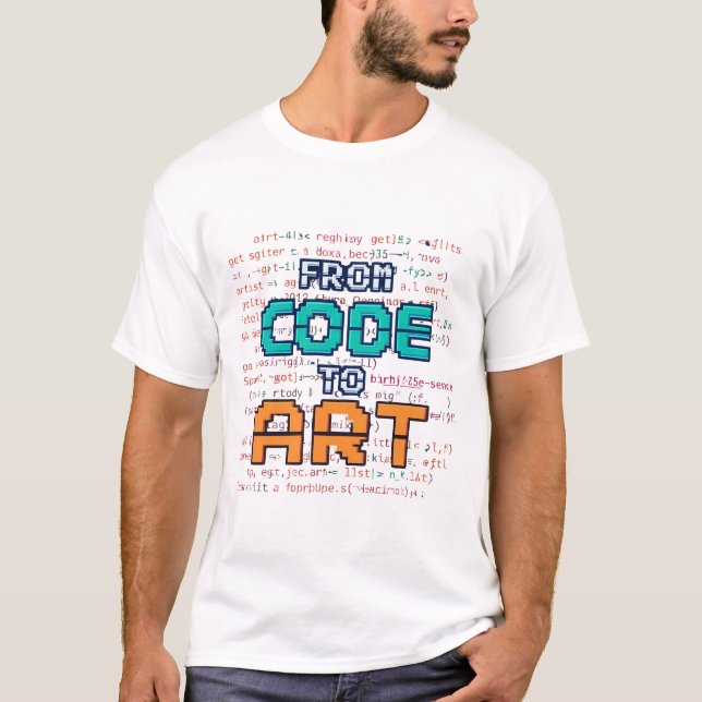 From Code To Art Creative Pixel Software Developer T Shirt (Framsida)