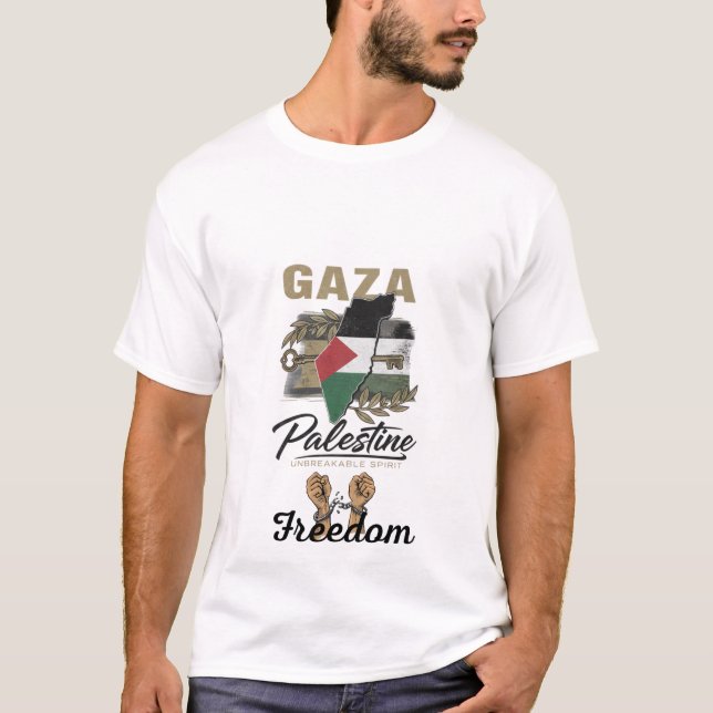 From Gaza to the world — strength lives here T Shirt (Framsida)