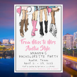 From Miss to Mrs — Austin Style Bachelorette Party Inbjudningar