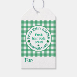 From NAME Kitchen Made with Love Irish Green Check Presentetikett