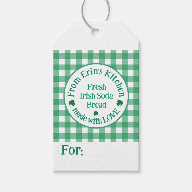 From NAME Kitchen Made with Love Irish Green Check Presentetikett (Framsidan)
