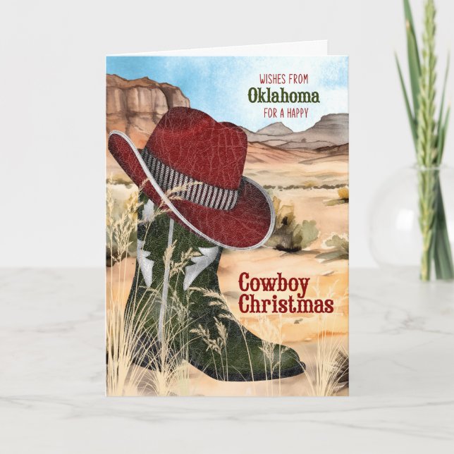 from Oklahoma Cowboy Christmas Western Boot Helgkort (Framsida)
