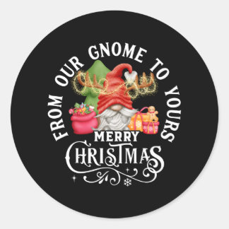 From Our Gnome To Yours Christmas Gnome Runt Klistermärke