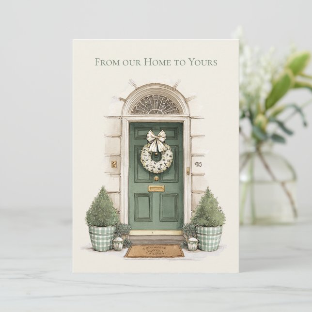 From Our Home to Yours Green Holiday Christmas Julkort (Stående Fram)