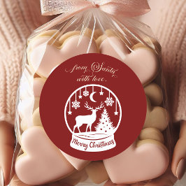 From Santa With Love Snow Globe Deer Runt Klistermärke