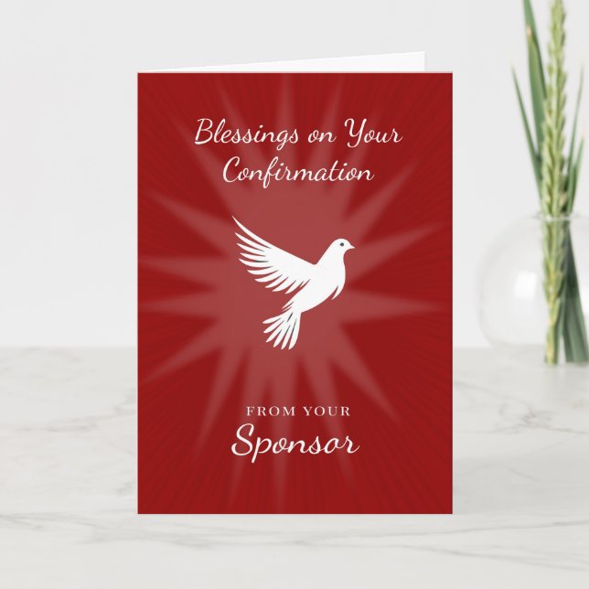 From Sponsor Confirmation Religious Red Dove Rays  Kort (Framsida)