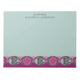 From the Desk of Pretty Teal Floral Anteckningsblock